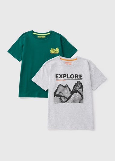 2 Pack Boys Green Mountain T-Shirts (7-15yrs)