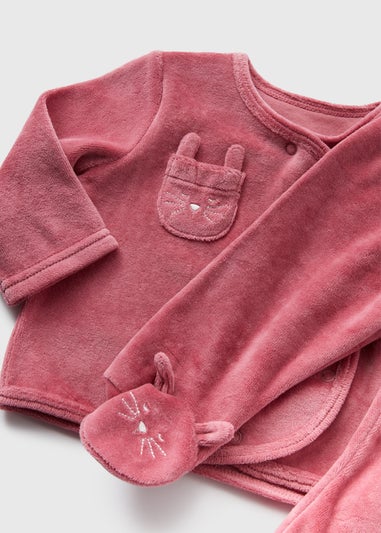 Baby Pink Bunny Velour Top & Trouser Set (Newborn-18mths)