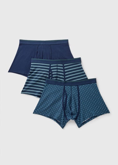 3 Pack Navy Geometric Keyhole Boxers