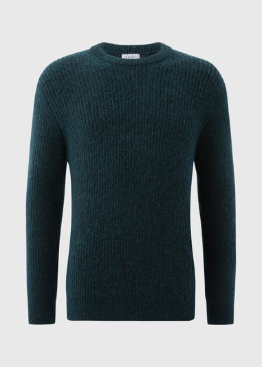 Teal Ribbed Crew Neck Jumper