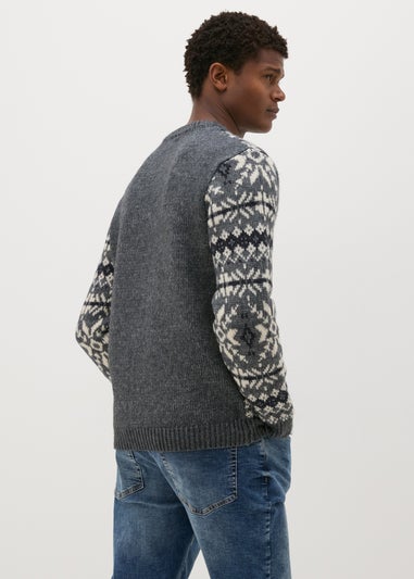 Grey Fairisle Knitted Jumper