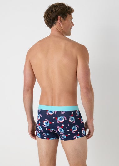 2 Pack Disney Navy Stitch Christmas Boxers