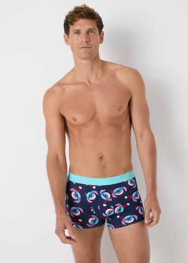 2 Pack Disney Navy Stitch Christmas Boxers