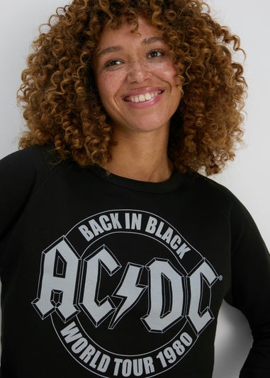 Black ACDC Crop Sweatshirt