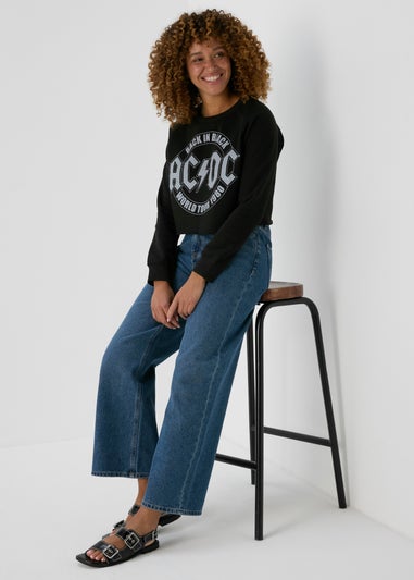 Black ACDC Crop Sweatshirt