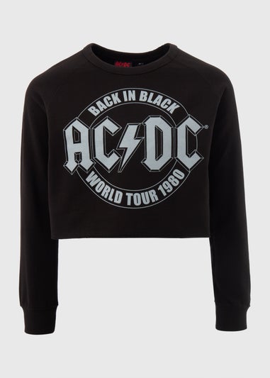 Black ACDC Crop Sweatshirt