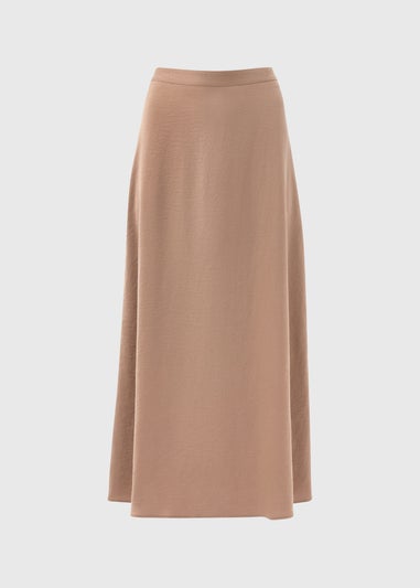 Papaya Petite Camel Midi Satin Skirt