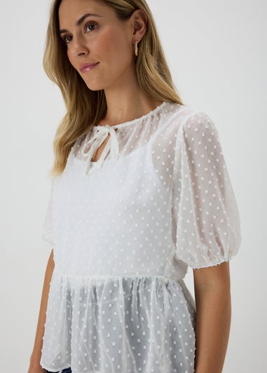 White Dobby Sheer Blouse