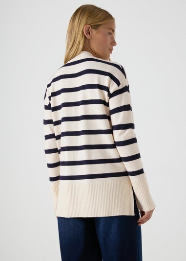 Papaya Petite Navy Stripe Knitted Cardigan