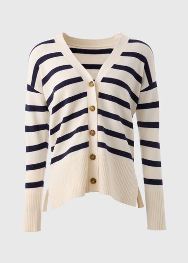 Papaya Petite Navy Stripe Knitted Cardigan