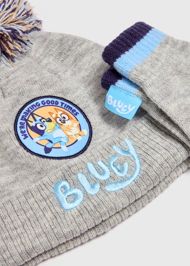 Bluey Kids Grey Hat & Gloves Set (12mths-6yrs)