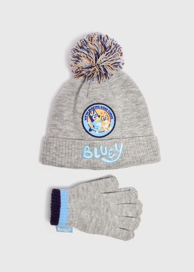 Bluey Kids Grey Hat & Gloves Set (12mths-6yrs)