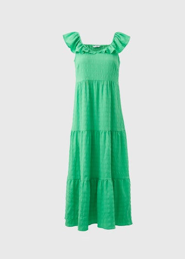 Green Textured Midi Dress