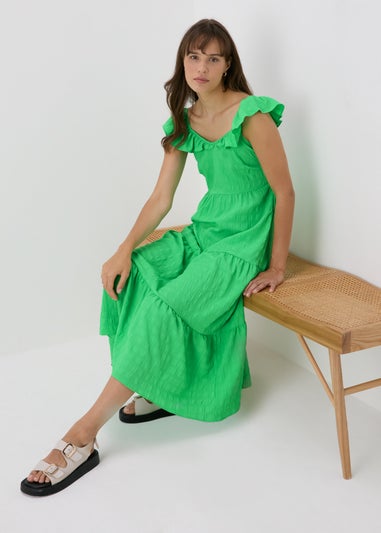 Green Textured Midi Dress