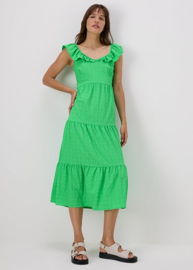 Green Textured Midi Dress