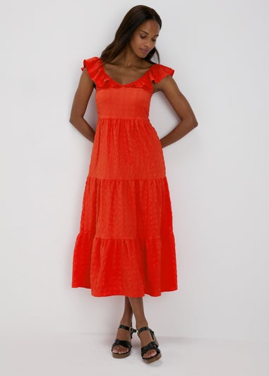 Red Tiered Midaxi Dress