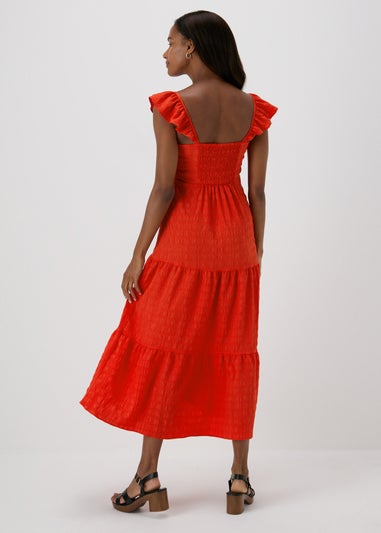 Red Tiered Midaxi Dress