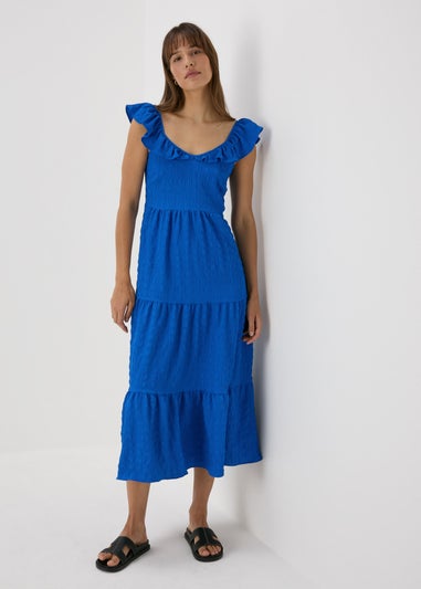 Blue Tiered Midaxi Dress