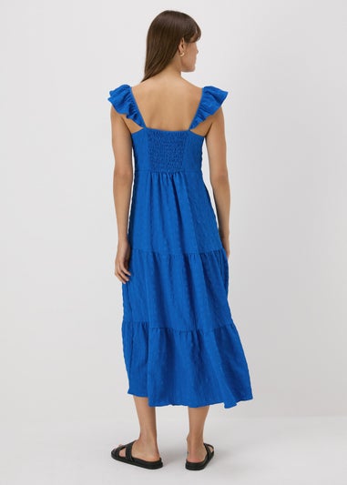 Blue Tiered Midaxi Dress