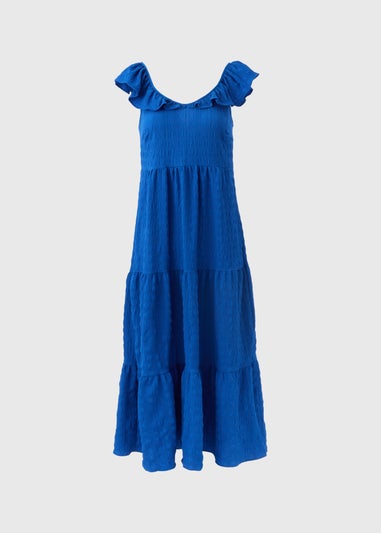 Blue Tiered Midaxi Dress