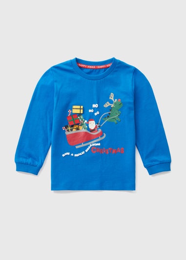 Boys Blue Christmas Print T-Shirt (1-7yrs)