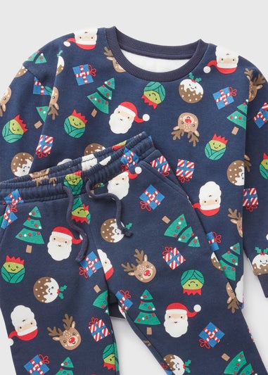 Christmas Kids Navy Sweatshirt & Jogging Bottoms Set (1-7yrs)