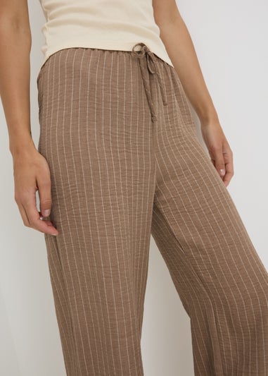 Brown Stripe Textured Trousers