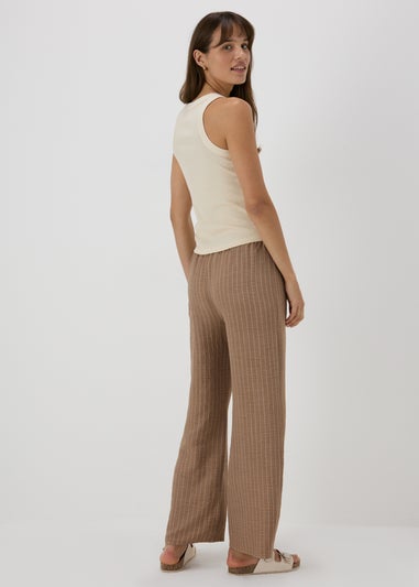 Brown Stripe Textured Trousers