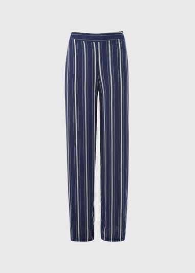 Navy Stripe Wide Leg Trousers