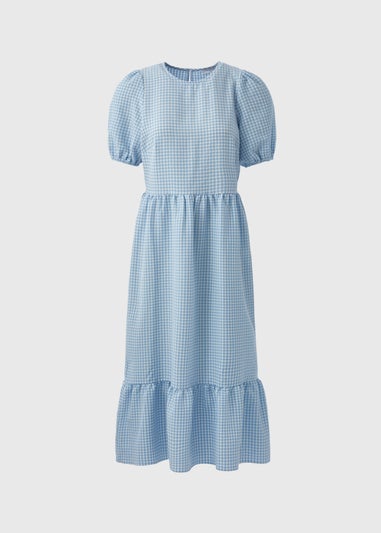 Blue Gingham Midi Dress