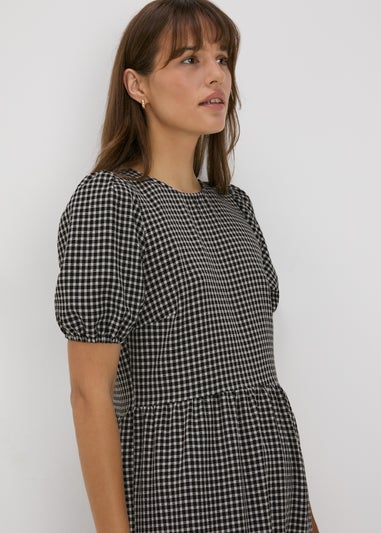 Black Gingham Midi Dress