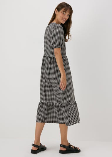 Black Gingham Midi Dress