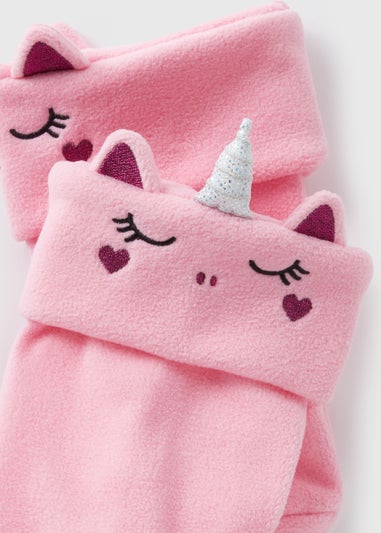 Girls Pink Unicorn Welly Socks (Younger 6-Older 5.5)