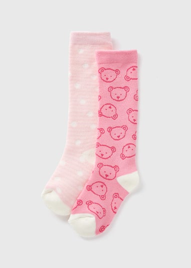 2 Pack Girls Pink Welly Socks (Younger 6-Older 5.5)