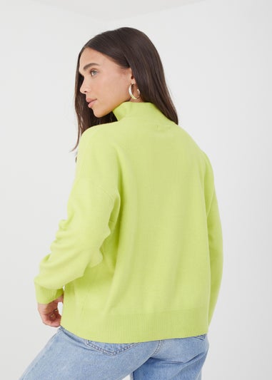 Brave Soul Lime 1/2 Zip Knitted Jumper