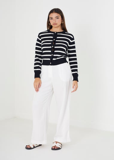 Brave Soul Navy Durham Striped Knitted Cardigan