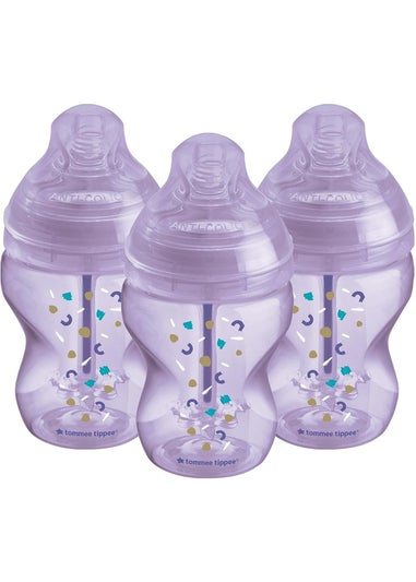 Tommee Tippee Purple AAC 3-Pack Bottles (260ml)