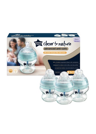 Tommee Tippee Blue AAC 3-Pack Bottles (150ml)