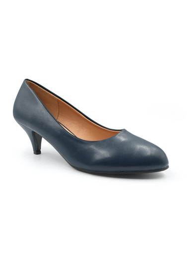 Where's That From Navy Pu Shea Low Heel Court Pumps