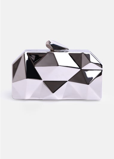 Where's That From Silver Melanie Geometric Pattern Clutch Bag