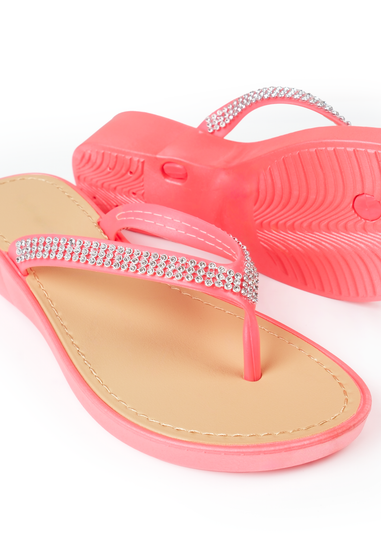 Where's That From Pink Kimora Wedge Flip Flops