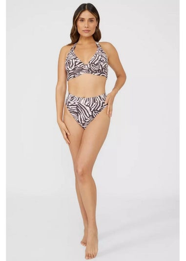 Gorgeous White/Black Animal Print Non-Padded Bikini Top