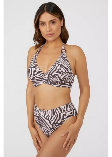 Gorgeous White/Black Animal Print Non-Padded Bikini Top