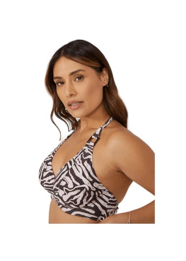 Gorgeous White/Black Animal Print Non-Padded Bikini Top