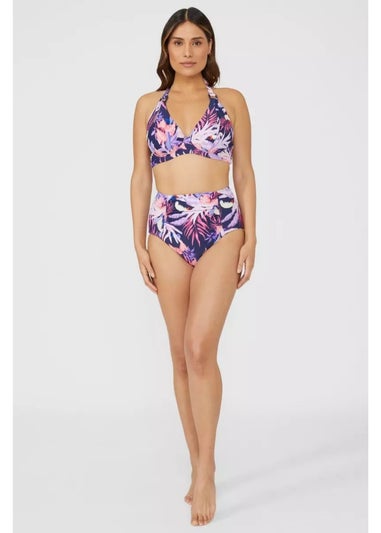 Gorgeous Navy Arianna Palm Print Underwired Bikini Top
