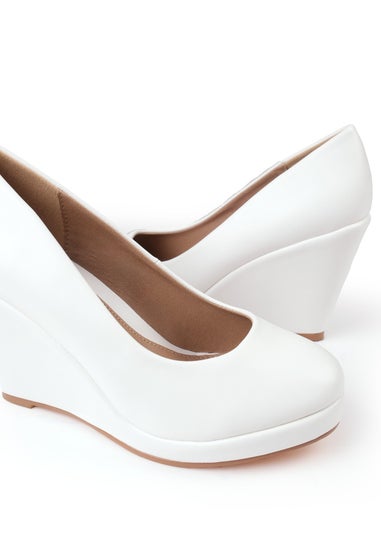 Where's That From White Pu Luisa Platform Wedge Court Shoes