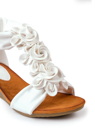 Where's That From White Pu Abilene Low Wedge Heel Sandals