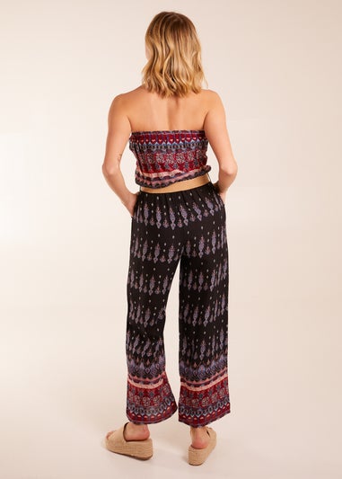 Blue Vanilla Black Aztec Belted Bandeau Jumpsuit