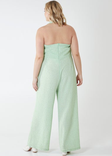 Blue Vanilla Green Curve Halter Neck Culotte Green Jumpsuit