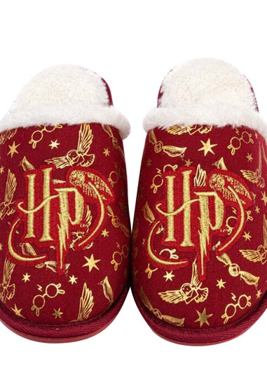 Harry Potter Girls Red Embroidered Slippers